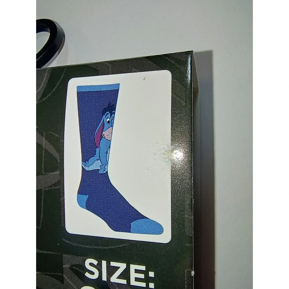 Disney Eeyore Crew Socks Size 9-13 Blue Character Print Polyester‎ Spandex New